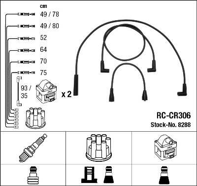 NGK RC-CR306 RC-CR 306 комплект проводов! 10 проводов Jeep Grand Cherokee 5.2i 92-99