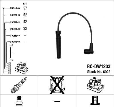 NGK RC-DW1203 RC-DW 1203 комплект проводов! Chevrolet Lacetti 1.4/1.6 (DOHC) 05>