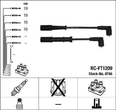 NGK RC-FT1209 RC-FT 1209 комплект проводов! Fiat Doblo/Punto/Idea/Musa 1.2/1.4 05>