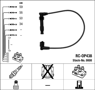 NGK RC-OP438 RC-OP 438 комплект проводов! Opel Vectra B/Corsa B 1.4/1.6 16V 90>