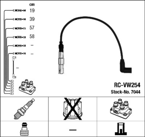 NGK RCVW254 RC-VW 254 комплект проводов! VW Golf IV/Bora, Skoda Octavia 2.0i 98>