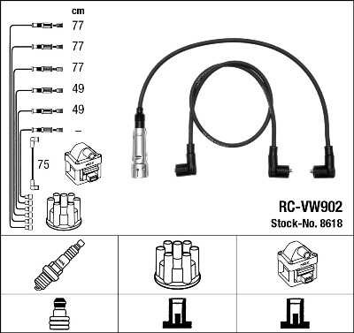 NGK RC-VW902 RC-VW 902 комплект проводов! VW T4 2.5i 91>