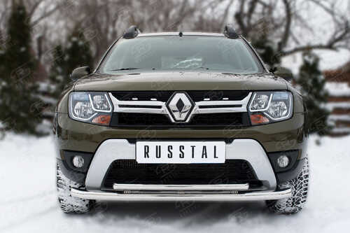 RUSSTAL RDZ-002174 RENAULT DUSTER 2015-2020 защита переднего бампера d63 (секции) d42 (дуга)+декор паз