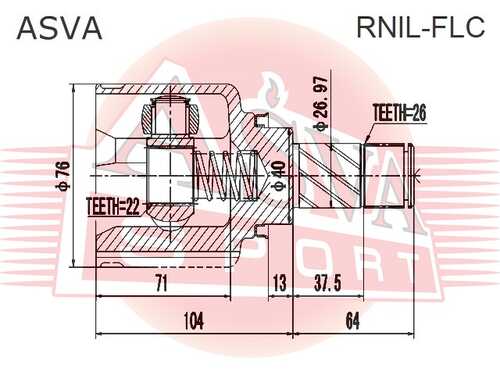 ASVA RNIL-FLC ШРУС внутренний левый 22X40X26 (10130192/191015/0010852/9, китай)