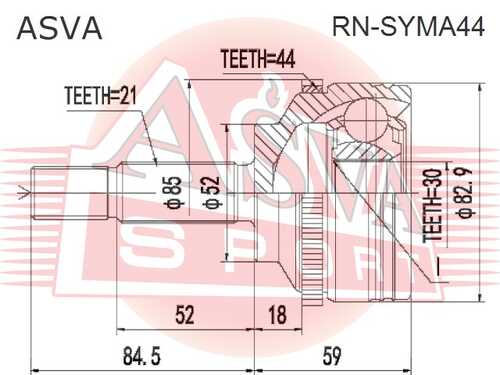 ASVA RN-SYMA44 ШРУС наружный 30X52,2X21 (10013160/080719/0240891/10, китай)