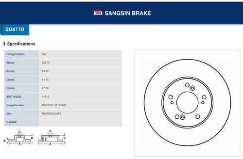 SANGSINBRAKE SD4110 Диск тормозной