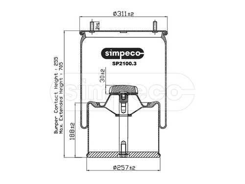 SIMPECO SP2100.3014 Пневморессора GIGANT со стальным стаканом