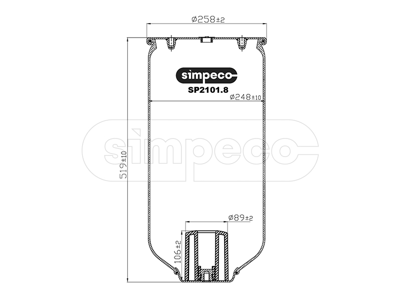 SIMPECO SP2101.8010 Пневморессора 4158NP03 шмитц без стакана