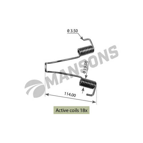 MANSONS SPR0024 Пружина возвратная дополнительная V-образн. с крючком 117x19x3.6 BPW