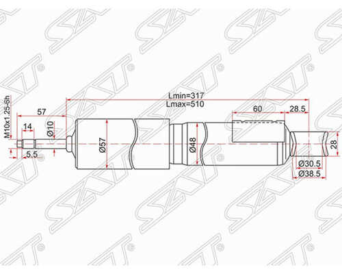 SAT ST-48531-69527 Амортизатор задний TOYOTA LAND CRUISER PRADO 90/4RUNNER/SURF/HILUX 95-02 LH=RH ST-485