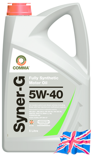 COMMA SYN5L 5W40 SYNER-G (5L) масло мот.! син. ACEA A3/B4,API SN/CF, MB 229.1(3),VW 502.00/505.00;Масло моторное синтетика 5W-40 5 л
