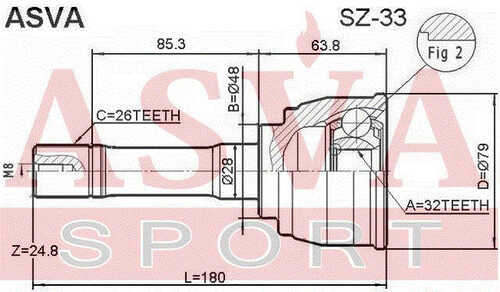 ASVA SZ33 ШРУС наружный 32x48x26