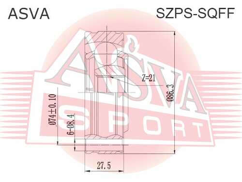 ASVA SZPSSQFF ШРУС кардана переднего 21x86.3 (10013160/250220/0090432/10, китай)