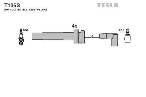 TESLA T106S Комплект проводов! Crysler PT Cruiser/Voyager 2.0/2.4 00>