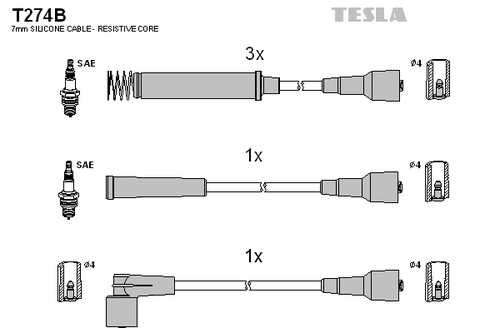 TESLA T274B Комплект проводов! Opel Astra/Vectra 1.8/2.0 89-98