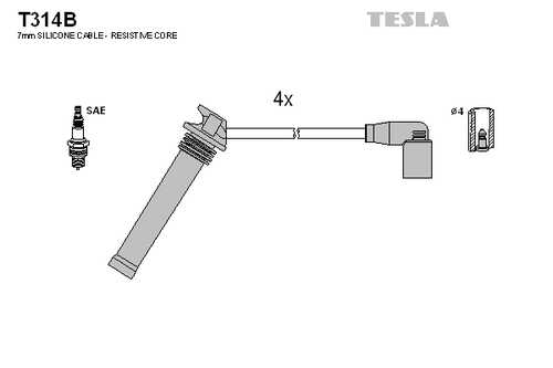 TESLA T314B Комплект проводов зажигания