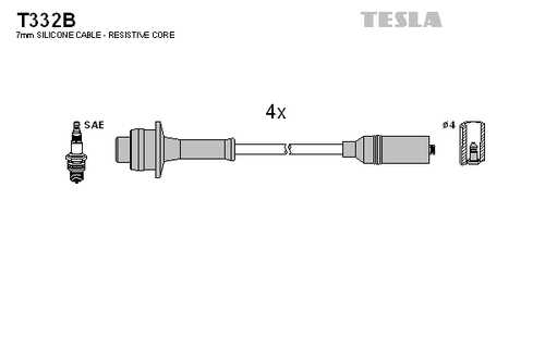 TESLA T332B Комплект проводов высоковольтных! Great Wall 491 QE евро-3 2.2