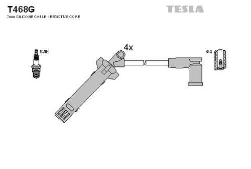 TESLA T468G Комплект проводов высоковольтных! Ford Galaxy 2.3 16V 97-06