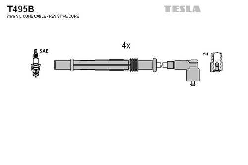TESLA T495B Комплект проводов! Renault Clio/Twingo 1.2 16V 01-04