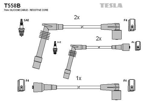 TESLA T558B к-кт проводов! Opel Astra 1.6/2.0i 91-98