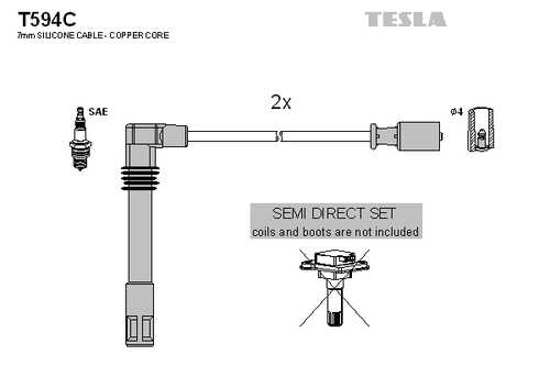 TESLA T594C Комплект проводов! Audi A4/A6, VW Passat 1.8i 95-00