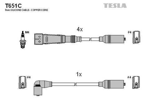 TESLA T651C Комплект проводов! VW Golf/Polo, Seat Cordoba/Ibiza 1.8/2.0i 88-02