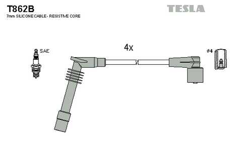 TESLA T862B Комплект проводов! Opel Omega/Vectra 2.0i 94-02