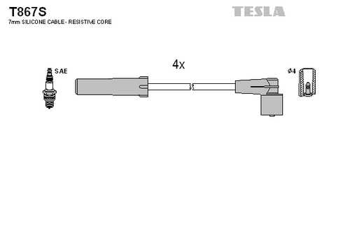 TESLA T867S Комплект проводов! Lada 2108i-210993i/2114i-2115i 98>/Kalina 04>