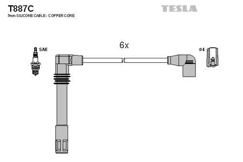 TESLA T887C Комплект проводов! Audi A4/A6, VW Passat 2.4-2.8i 97-08
