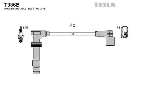 TESLA T986B Комплект проводов! Opel Astra/Vectra 1.8/2.0 93>