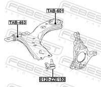 FEBEST TAB-601 Сайлентблок переднего рычага задний! Toyota Camry/RAV4, Lexus ES 18>