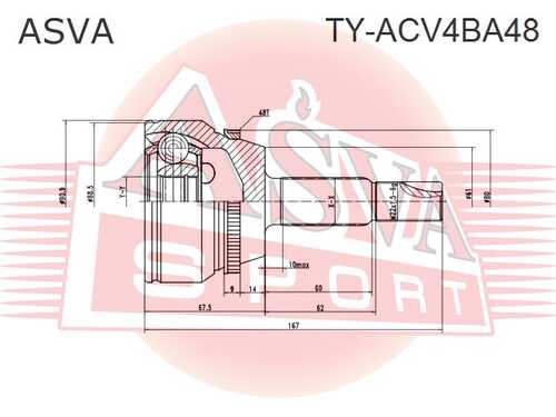 ASVA TY-ACV4BA48 ШРУС наружный 26X61.3X26