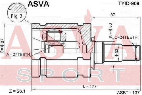 ASVA TYID-909 ШРУС внутренний лев Asva
