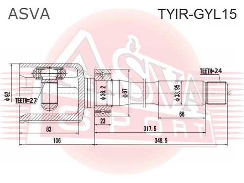 ASVA TYIRGYL15 ШРУС внутренний правый 27x36x24 (10013160/230320/0149447/11, китай)