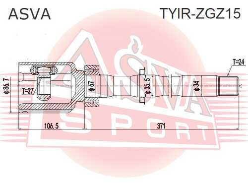 ASVA TYIR-ZGZ15 ШРУС внутренний правый (10013160/300919/0389763/10, китай)