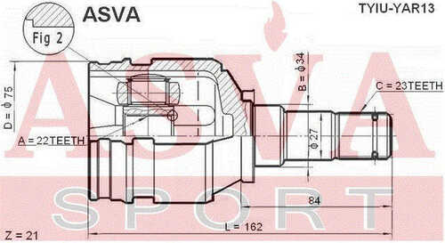 ASVA TYIU-YAR13 ШРУС внутренний 22X34X23 (10013150/170418/0017465/10, китай)