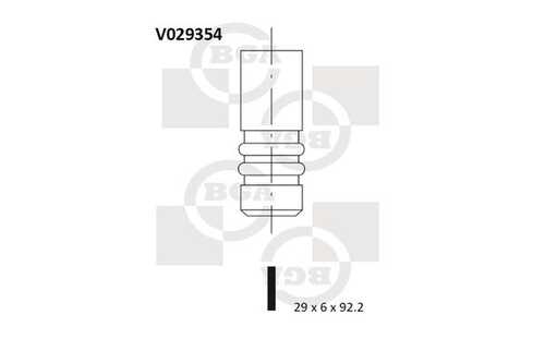 BGA V029354 Клапан выпускной! 29x6x92.2 Opel Astra/Vectra/Omega/Frontera 1.8-2.5 92>