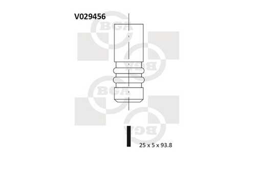 BGA V029456 Клапан выпускной! 25x5x93.8 Opel Astra/Corsa/Agila 1.0/1.2 12V/16V 97>