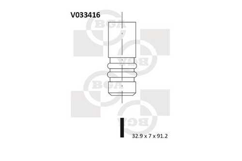 BGA V033416 Клапан выпускной! 32.9x7x91.2 VW Passat/Sharan/Golf/Polo 1.6-2.0 94>