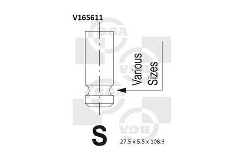 BGA V165611 Клапан выпускной! 27.5x5.5x108.3 Toyota Yaris/Auris 1.6/1.8 06>