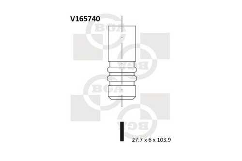 BGA V165740 Клапан впускной! 27.7x6x103.9 Renault Laguna III 2.0DCi 16V M9R800 08>