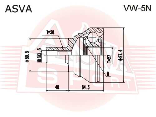 ASVA VW-5N ШРУС наружный 27x59.5x36 (10013160/100320/0120626/11, китай)