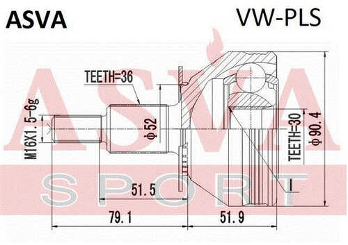 ASVA VWPLS ШРУС наружный 30X52X36