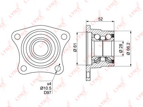 LYNX WB-1024 Подшипник ступицы задний TOTOTA Corolla (E90-E11) 1.3-2.0D >01
