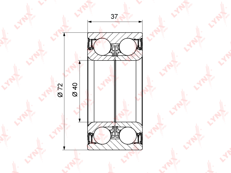 LYNX WB1058 Подшипник ступицы передний (37x40x72) VW Caddy II 1.4-1.6 95-04 / Golf II-III 1.0-2.9 >97 J