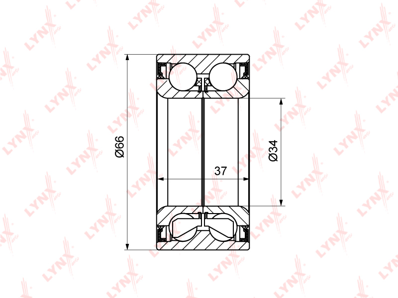 LYNX WB-1147 Подшипник ступицы передний (37x34x66) OPEL Astra F 1.4-1.6 91-98 / Corsa A/B 1.0-1.5D >00 V