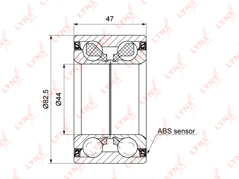 LYNX WB1190 Подшипник ступицы передний/задний с ABS (37x44x82,5) LAND ROVER Freelander I-II 1.8-2.5 00-