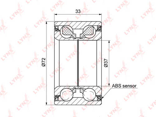 LYNX WB-1210 Подшипник ступицы передний с ABS (33x37x72) CITROEN C2 1.1-1.6 03> / C3 I-II 02> DS3 1.2-1.