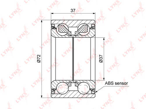 LYNX WB-1284 Подшипник ступицы передний с ABS (37x37x72) OPEL Corsa D / E 1.2-1.7D 07>, PEUGEOT Bipper 1