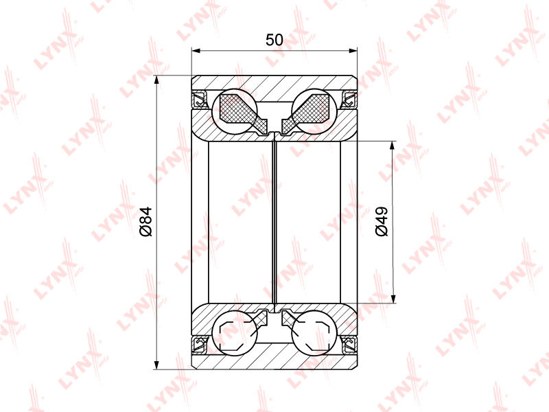 LYNX WB-1341 Подшипник ступицы задний (50x49x84)